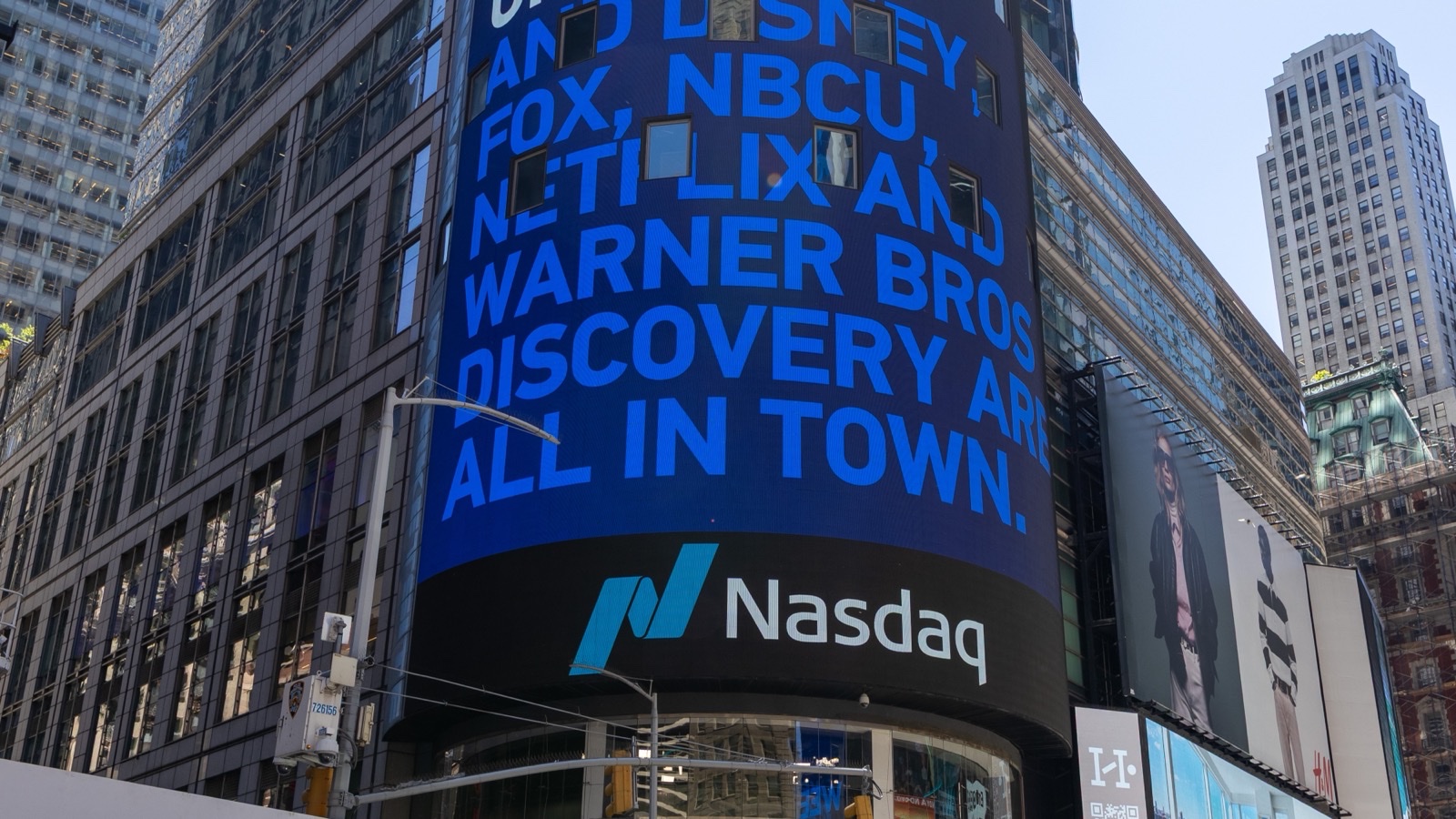 Nasdaq Tower exterior in Times Square, where Robinhood shares trade.
