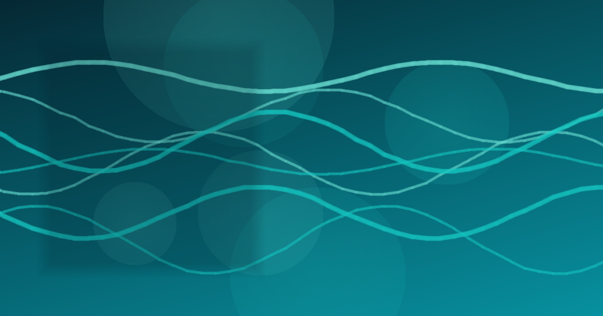 Abstract teal illustration of layered trade routes and market waves, with no logos or data labels.