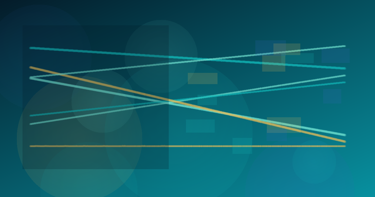 Abstract editorial illustration of layered global trade routes and cargo shapes, with no logos or data labels.