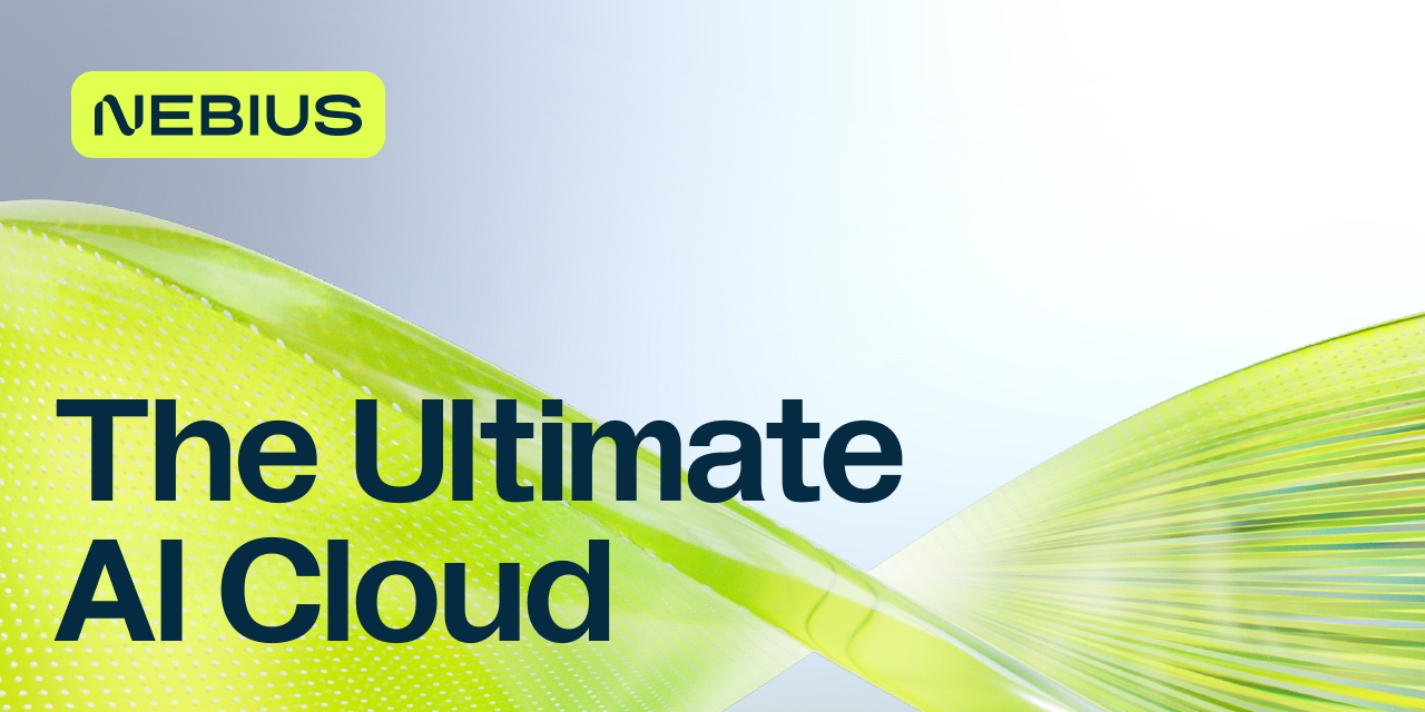Nebius official AI Cloud graphic with green data-wave artwork and company branding.