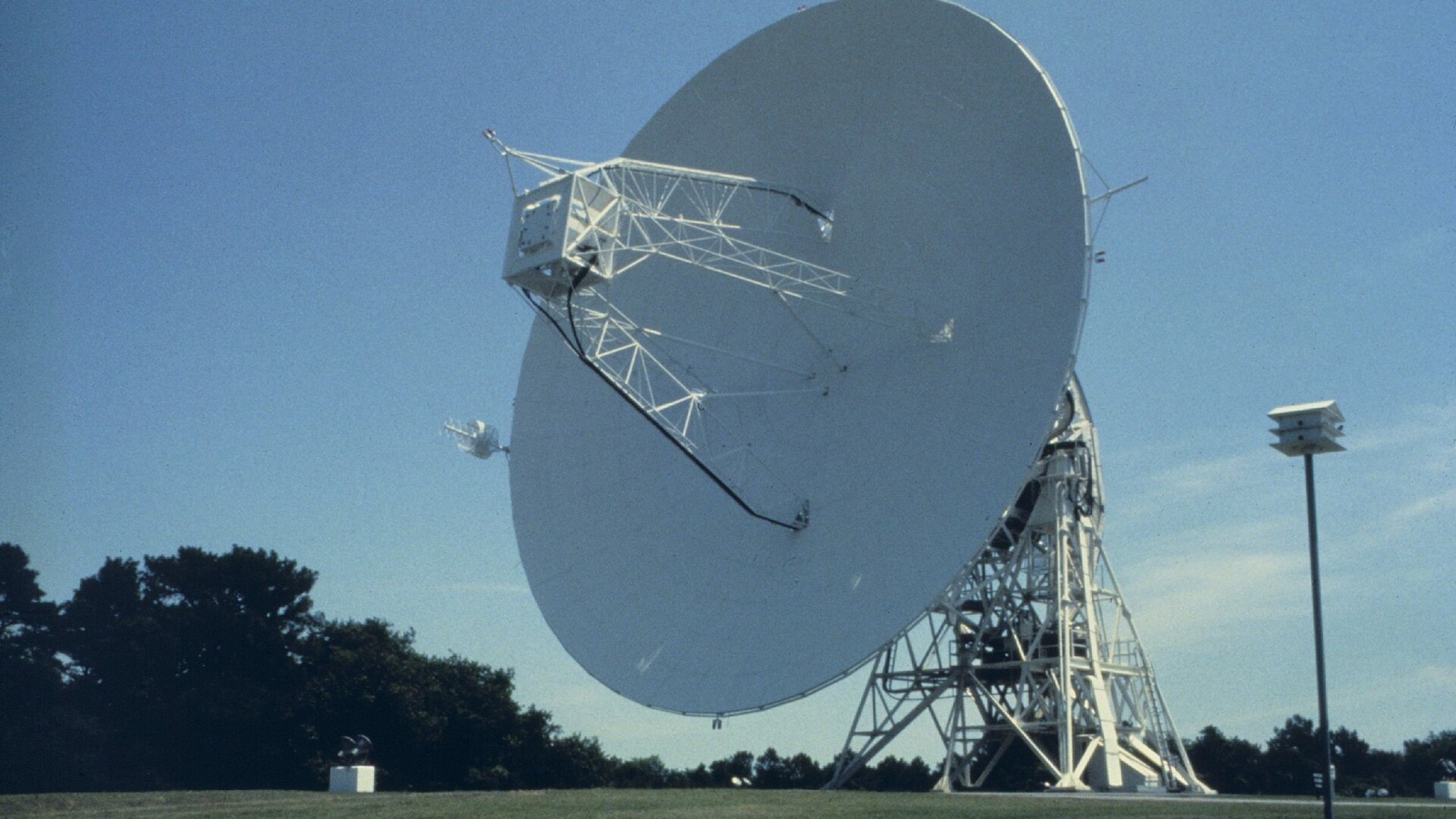 A large parabolic satellite antenna at Wallops Island, Virginia