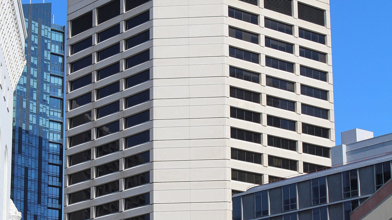 Facade of the 1455 Market Street office building in San Francisco