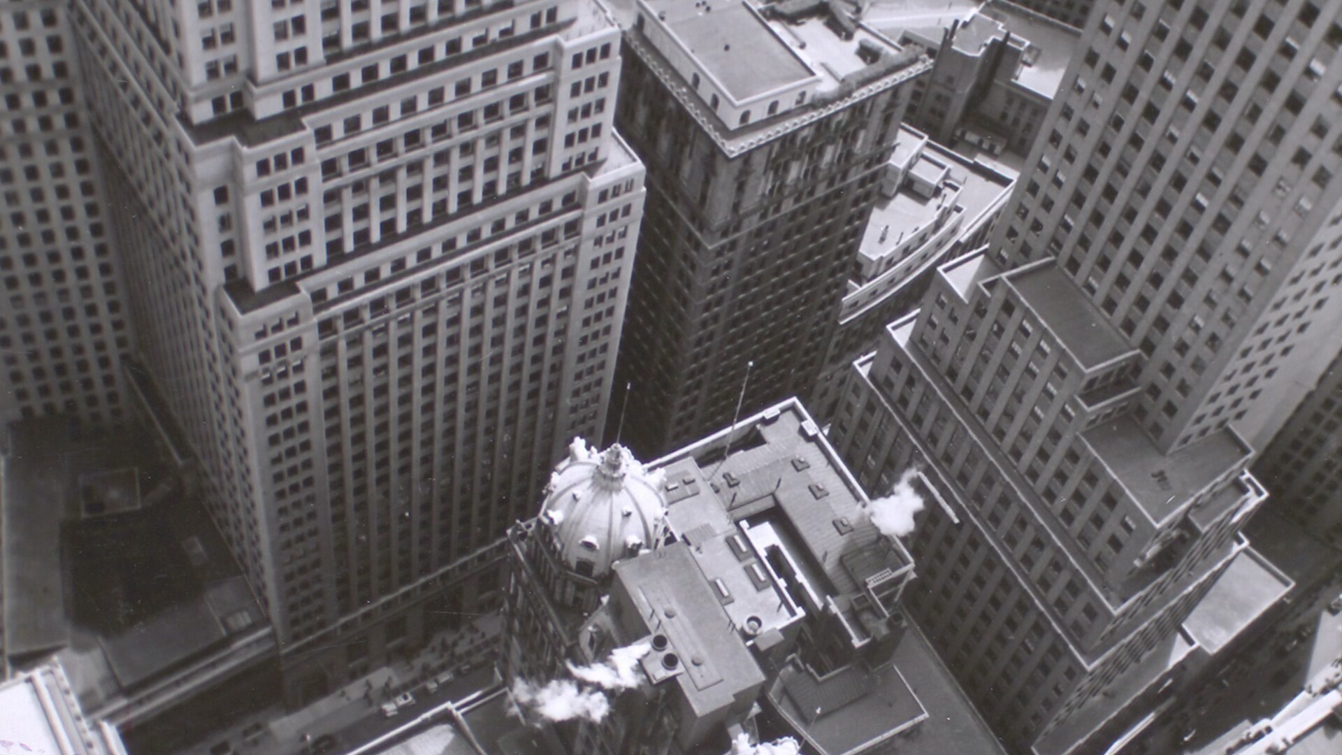 Historic Financial District rooftops viewed from One Wall Street in Manhattan