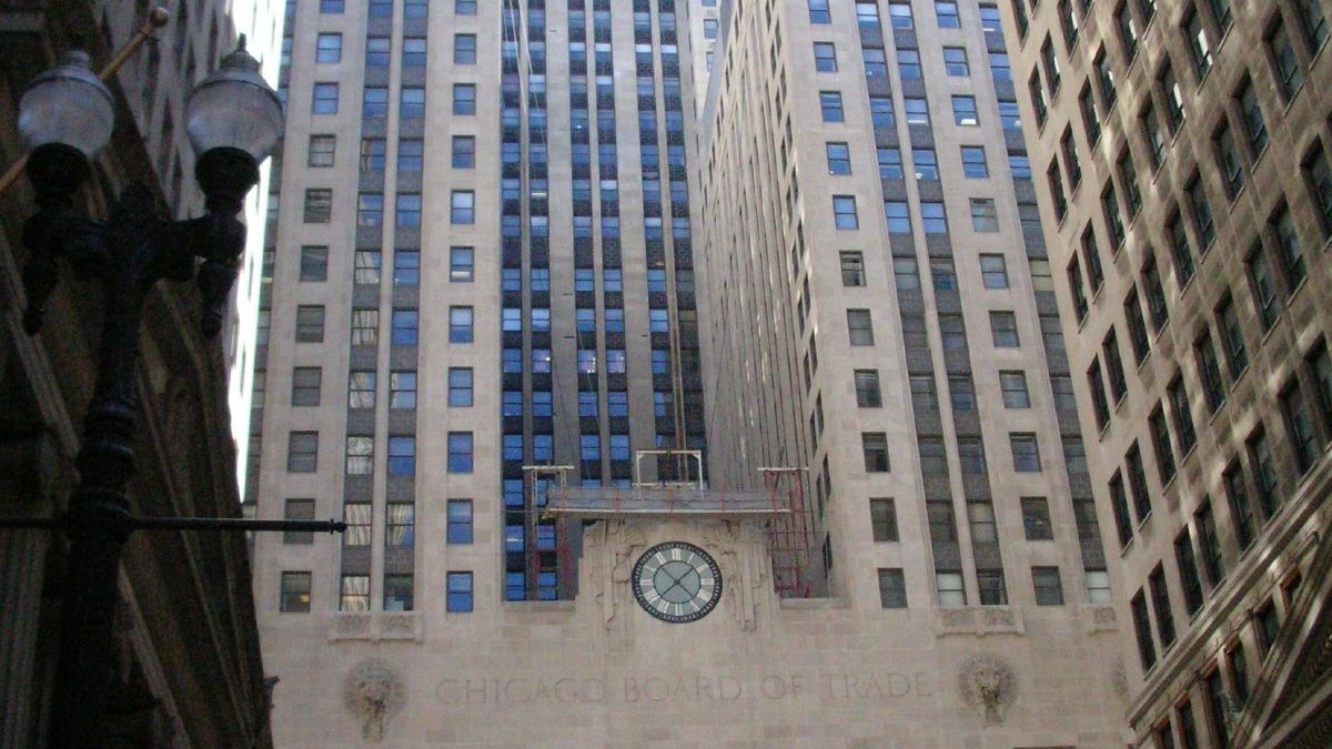 Chicago Board of Trade façade in an archival photograph