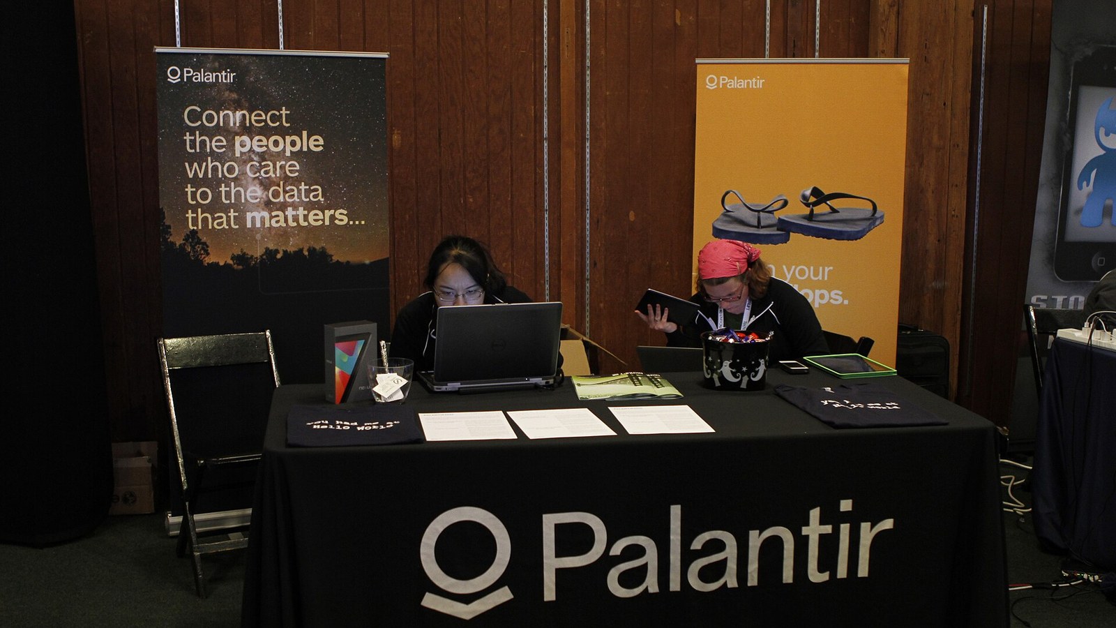 Palantir booth floor and displays at TechCrunch Disrupt SF 2012