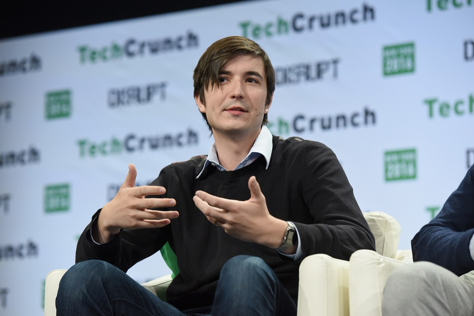 Robinhood co-founder Vlad Tenev speaking onstage at TechCrunch Disrupt in New York