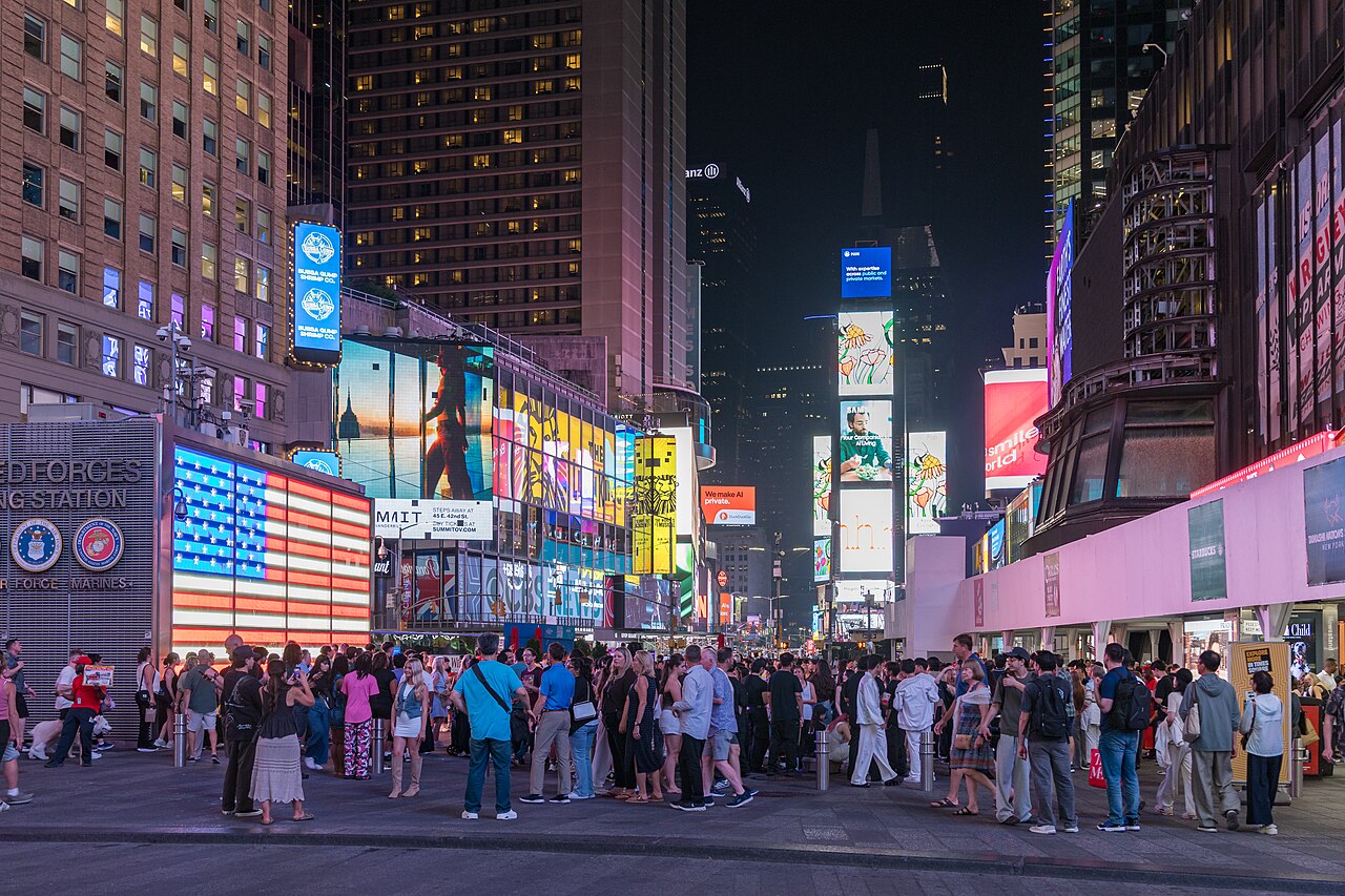 Times Square, New York, June 11, 2026. Advertising context; not a ChatGPT campaign.