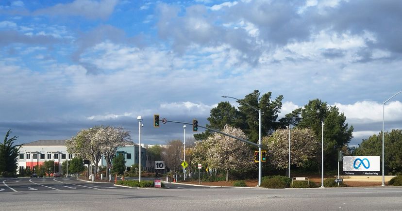 Entrée du siège de Meta Platforms à Menlo Park, en Californie