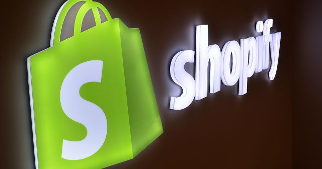 Photograph of Shopify’s illuminated sign at its Toronto office in 2017