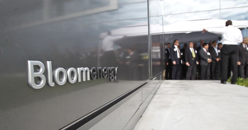Bloom Energy fuel-cell servers at eBay headquarters, with visitors in the background